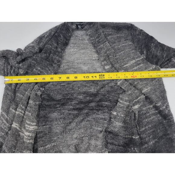 Eileen Fisher  R3BOS-1 Wool Blend Black/Gray Lightweight Knit Cardigan Womens XS - Picture 9 of 9